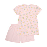 Minymo Set – T-Shirt & Shorts in Rosenquarz mit Zitronendruck