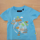 Blue Seven Baby T-Shirt  – „Travelling the World“ Motiv